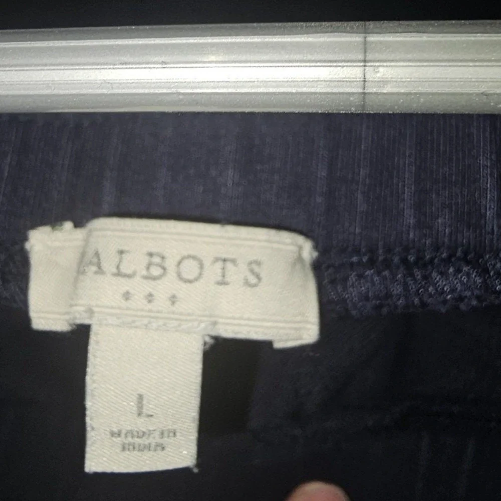 Talbots Pants Womens Navy Blue Work Trousers With Elastic Waist Sz L